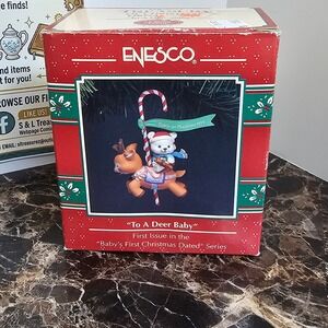 Enesco Treasury Ornament To A Deer Baby 1992 First Issue Babys First Christmas